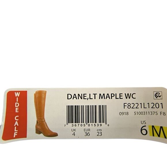 Naturalizer Womens Dane Leather Tall Riding Boots Maple 6 Wide Calf NIB - Picture 9 of 9